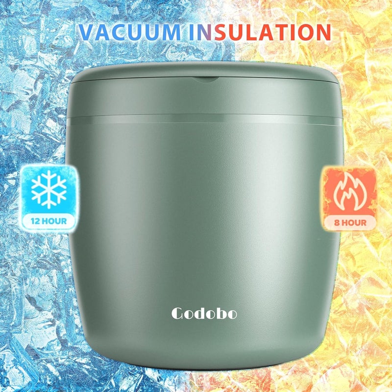 Godobo Thermo for Hot Food 40oz, Vacuum Insulated Food Jar for Adults, Stainless Steel Soup Thermo Wide Mouth Leakproof Lunch Containers with Spoon for School Office (Green) - Image 3